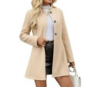 LIUYUYOUGO Trench Coat Femme Manteau À Col Montant Pour Femme Coupe Trapèze Cintrée Trench Coat D'Hiver À Simple Boutonnage Élégant Caban Mi Long En Laine Veste Duffle Coat Vêtements D'Extér
