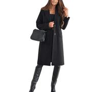 LIUYUYOUGO Trench Coat Femme Manteau Long En Laine Pour Femme Automne Hiver Trench Coat À Simple Boutonnage Caban Tendance Veste Mi Longue En Tweed À Revers Cranté Manteau Décontracté Chic Avec