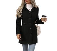 LIUYUYOUGO Trench Coat Femme Manteau Long En Laine Pour Femme Blazer D'Hiver À Simple Boutonnage Mélange De Laine Caban Élégant Mi Long À Revers Crantés Style Duffle Coat Décontracté Pour Le