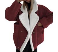 LIUYUYOUGO Veste Oversize Pour Femme En Faux Daim Doublée Sherpa Col Ample Double Boutonnage Manteau Polaire Et Peau Lainée Style Motard/Aviateur Vintage Chaud D'Hiver Avec Poches
