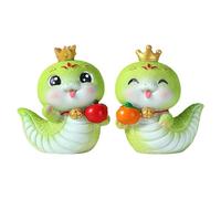 LIUZHIPENG Mini figurine serpent 2025 Année du serpent Statues du Nouvel An chinois Feng Shui Richesse porte-bonheur en résine Serpent vert Bonne chance Sculpture d'animal pour décoration de maison et