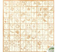LIUZHUJ 80 Pièces Pochoirs pour Peinture, Pochoirs pour Création Textile Réutilisables, Fleurs, Oiseaux, Feuilles et Insectes Pochoir Décoration Maison, avec Anneau Métal, pour Maison, DIY, Cadeaux
