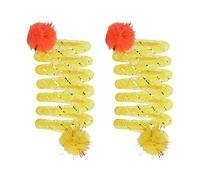 LIUZIKUN Lot de 2 bobines colorées à ressort avec balle en peluche pour chat Jouet à mâcher pour l'intérieur et l'extérieur Stimulant la curiosité et