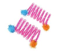 LIUZIKUN Lot de 2 bobines colorées à ressort avec balle en peluche pour chat Jouet à mâcher pour l'intérieur et l'extérieur Stimulant la curiosité et