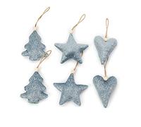 LIUZIKUN Pendentifs de Noël en Tissu doré, Lot de 6, en Forme de cœur, d'étoile et de Sapin.