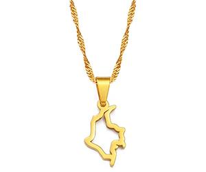 LIUZIXI Carte De Colombie Pendentif Colliers - Traditionnel Ethnique Colombien Contour Carte Pendentif Amitié Collier - pour Femmes Hommes Bijoux Patriotiques Cadeaux De Fête De Vacances, Or