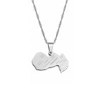 LIUZIXI Carte du Paraguay Pendentif Colliers - Carte Ethnique Traditionnelle Pendentif Amitié Collier - pour Femmes Hommes Bijoux Patriotiques Cadeaux De Fête De Vacances, Argent