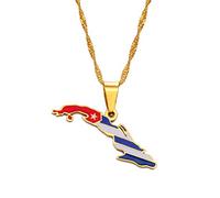 LIUZIXI Collier Pendentif Carte De Cuba - Charme À La Mode Carte De Pays Cubain Pendentif Drapeau National - pour Femmes Hommes Cadeau d'anniversaire De Bijoux Ethniques Patriotiques, Or