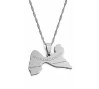 LIUZIXI Guadeloupe Carte Pendentif Collier - Ethnique Charme Pays Carte Pendentif - Patriotique National À La Mode Chaîne Fine Bijoux pour Hommes Femmes Anniversaire Cadeau De Fête,Argent