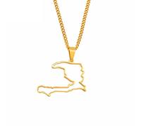 LIUZIXI Haïti Carte Pendentif Collier - Ethnique Charme Contour Ayiti Carte Collier - pour Hommes Femmes Hip Hop Pays Cartes Pendentif Bijoux Anniversaire Cadeau, Or