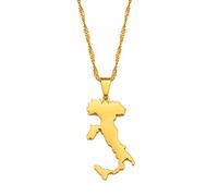 LIUZIXI Italie Sicile Et Sardaigne Carte Pendentif Collier - Charme Hip Hop Italien Carte Pendentif pour Femmes Hommes - Polissage Chaîne Fine Bijoux D'Amitié Cadeau Patriotique, Or