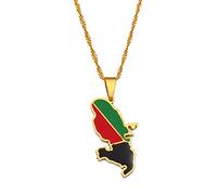 LIUZIXI Martinique Carte Pendentif Collier - Charme Paraguay Pays Carte Drapeau Pendentif - Ethnique Patriotique À La Mode Bijoux pour Hommes Femmes Anniversaire Cadeau De Fête, Or