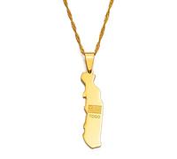 LIUZIXI Togo Carte Pendentif Collier - Charme Ethnique Pays Togolais Carte Drapeau Pendentif - Hip Hop À La Mode Chaîne Mince Bijoux pour Hommes Femmes Cadeau De Fête d'anniversaire, Or