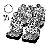 liuzz Housses de siège zèbre en Peluche Courtes universelles pour la Plupart des sièges de Voiture Housse de Volant épaulière Housse de siège Blanche