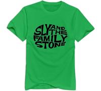 LIUZZOFNG Man Sly and The Family Stone Logo T Shirt Cotton Cool SkyBlue Green Manches Courtes(Medium)