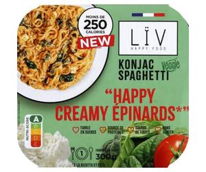 Lïv Happy food Konjac spaghetti happy creamy épinards 300g