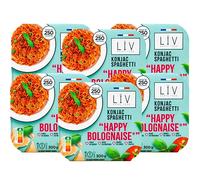 LÏV Happy Food - Plat Cuisiné Individuel HAPPY Bolognaise aux Spaghettis de Konjac - Pâtes sans gluten - Plante Konjac - Gluten Free, Faible en calorie - 6x300g