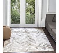 Livabliss Abisko Tapis Géométrique Scandinave - Grand Tapis Salon, Salle à Manger, Chambre, Cuisine - Design Boheme Chic, Berbere Moderne, Poil Court 120x170 cm - Blanc et Gris