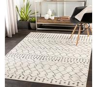 Livabliss Abu Dhabi Tapis Géométrique Scandinave - Tapis Salon, Salle à Manger, Chambre, Cuisine - Design Boheme Chic, Berbere Moderne, Poil Court 200x274 cm - Ivoire, Gris Foncé, Noir