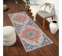 Livabliss Aflou Vintage - de Course Salon Salon 80x220 cm, Couloir, Cuisine - bohème Traditionnel Multicolore, Easy Care - bohème Grand, Orange, Bleu Marine, Aqua, Bleu