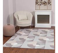 Livabliss Albi Tapis Géométrique Scandinave - Grand Tapis Salon, Salle à Manger, Chambre, Cuisine - Design Boheme Chic, Berbere Moderne, Poil Court 160x213 cm - Blanc, Gris, Beige