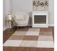 Livabliss Alfaro Tapis Géométrique Scandinave - Grand Tapis Salon, Salle à Manger, Chambre, Cuisine - Design Boheme Chic, Berbere Moderne, Poil Court 120x170 cm - Brun, Beige, Blanc