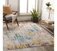 Livabliss Annaba Tapis Moderne Abstrait - Tapis Salon, Salle à Manger, Chambre Adulte et Ado, Cuisine - Design Marbre Moucheté Multicolore, Poil Ras Doux 160x215 cm - Gris, Beige, Fuchsia