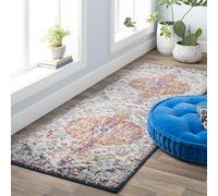 Livabliss Asmara Tapis de Salon Vintage 80 x 220 cm Hall Cuisine Style bohème Traditionnel Multicolore Facile Entretien Grand Style Bohème Bleu Orange