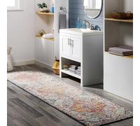 Livabliss Asmara Tapis Vintage - Tapis de Salon, Salle à Manger, Chambre, Cuisine - Boheme Chic, Design Traditionnel Oriental Multicolore, Coloré Poil Court 80x150 cm - Orange, Blanc et Bleu