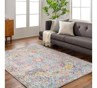 Livabliss Asmara Tapis Vintage - Tapis de Salon, Salle à Manger, Chambre, Cuisine - Boheme Chic, Design Traditionnel Oriental Multicolore, Coloré Poil Court 157x213 cm - Gris, Orange, Bleu