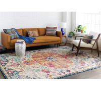 Livabliss Asmara Vintage - de Salon, Salle à Manger, Chambre, Cuisine - Boheme Chic, Design Traditionnel Oriental Multicolore, Coloré Poil Court 140x200 cm - Orange, Blanc et Bleu