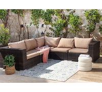 Livabliss Aveiro Tapis Exterieur Terrasse Balcon, Véranda, Patio - Moderne Abstrait Marbre Moucheté - Tapis Jardin Extérieur et Intérieur Boheme Chic Oriental 160x213 cm - Ivoire, Bleu, Jaune