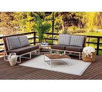 Livabliss Belek Tapis Exterieur Terrasse Balcon, Véranda, Patio - Géométrique Scandinave, Boheme Chic et Oriental - Tapis Jardin Extérieur et Intérieur Moderne Grande Taille 120x170 cm - Ivoire, Gris
