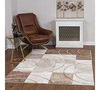 Livabliss Bilbao Tapis Géométrique Scandinave - Grand Tapis Salon, Salle à Manger, Chambre, Cuisine - Design Boheme Chic, Berbere Moderne, Poil Court 120x170 cm - Brun, Beige, Blanc