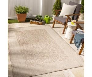 Livabliss Crete wetterfest Outdoor Design 160x213 cm - Boho Stil für Balkon, Terrasse, Garten & Küche, pflegeleicht & langlebig - Beige