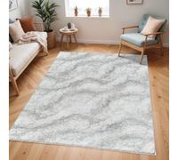 Livabliss Dili Shaggy Berber - Flauschiger groß für Wohnzimmer, Esszimmer, Schlafzimmer, Langflor Hochflor e flauschig - 160x213 cm, Wohnzimmer in Creme und Dunkelgrau