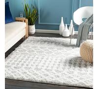 Livabliss Dubai Shaggy Berber - Flauschiger groß für Wohnzimmer, Esszimmer, Schlafzimmer, Langflor Hochflor e flauschig - 160x220 cm, Wohnzimmer in Weiß, Hellgrau