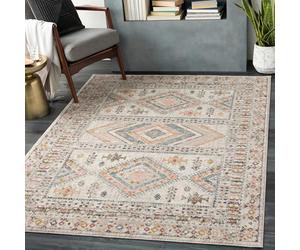 Livabliss Dublin Vintage groß - Wohnzimmer 120x170 cm, Esszimmer, Schlafzimmer, Orientalischer e Boho Style - Carpet Living Room, Bunter Muster, Elfenbein, Rosa und Grau