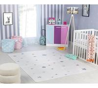 Livabliss Étoiles Tapis Chambre Enfant Crème, Orange, Gris, Bleu - Tapis Enfant Poil Court Coloré et Doux pour Chambres à Coucher, Salle de Jeu - Carpette Chambre Fille, Garçon, Bébé - 80x150 cm