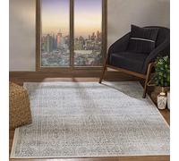 Livabliss Evora Tapis Vintage - Tapis de Salon, Salle à Manger, Chambre, Cuisine - Boheme Chic, Design Traditionnel Oriental Ethnique, Coloré Poil Court 120x170 cm - Gris, Crème