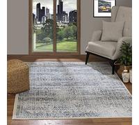 Livabliss Evora Tapis Vintage - Tapis de Salon, Salle à Manger, Chambre, Cuisine - Boheme Chic, Design Traditionnel Oriental Ethnique, Coloré Poil Court 160x215 cm - Bleu, Blanc