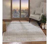 Livabliss Evora Tapis Vintage - Tapis de Salon, Salle à Manger, Chambre, Cuisine - Boheme Chic, Design Traditionnel Oriental Ethnique, Coloré Poil Court 200x274 cm - Tan, Ivoire, Gris
