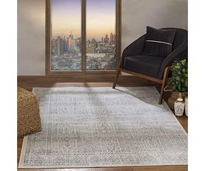 Livabliss Evora Vintage groß - Orientalischer Wohnzimmer 160x216 cm, Esszimmer, Schlafzimmer - Boho Kurzflor e für einfache Pflege - Grau, Schiefer und Elfenbein