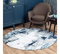Livabliss Helsinki Tapis Moderne Abstrait - Tapis Salon, Salle à Manger, Chambre Adulte et Ado, Cuisine - Design Marbre Moucheté Multicolore, Poil Ras Doux 160 cm - Bleu, Blanc, Gris