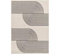 Livabliss Hialeah Tapis Moderne Abstrait - Tapis Salon, Salle à Manger, Chambre Adulte et Ado, Cuisine - Design Marbre Moucheté Multicolore, Poil Ras Doux 80x150 cm - Blanc, Noir