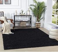 Livabliss Home Tapis Shaggy Uni - Tapis de Couloir, Salon, Salle à Manger, Chambre, Cuisine, Entrée - Poil Long Moelleux et Doux, Beige Motif Berbère, Carpette Chambre Monochrome 160x220 cm - Noir