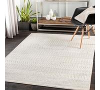 Livabliss Honolulu Tapis Géométrique Scandinave - Grand Tapis Salon, Salle à Manger, Chambre, Cuisine - Design Boheme Chic, Berbere Moderne, Poil Court 152x213 cm - Ivoire et Gris