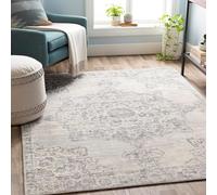 Livabliss Kuta - Tapis vintage pour salon et chambre à coucher - 160 x 220 cm - Tapis neutre scandinave - Style bohème traditionnel - Facile d'entretien - Grand tapis - Gris et ivoire
