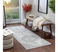 Livabliss Kuta Vintage groß - Orientalischer Wohnzimmer 130x180 cm, Esszimmer, Schlafzimmer - Boho Kurzflor e für einfache Pflege - Grau und Elfenbein