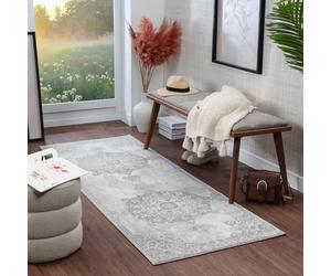 Livabliss Kuta Vintage groß - Orientalischer Wohnzimmer 130x180 cm, Esszimmer, Schlafzimmer - Boho Kurzflor e für einfache Pflege - Grau und Elfenbein